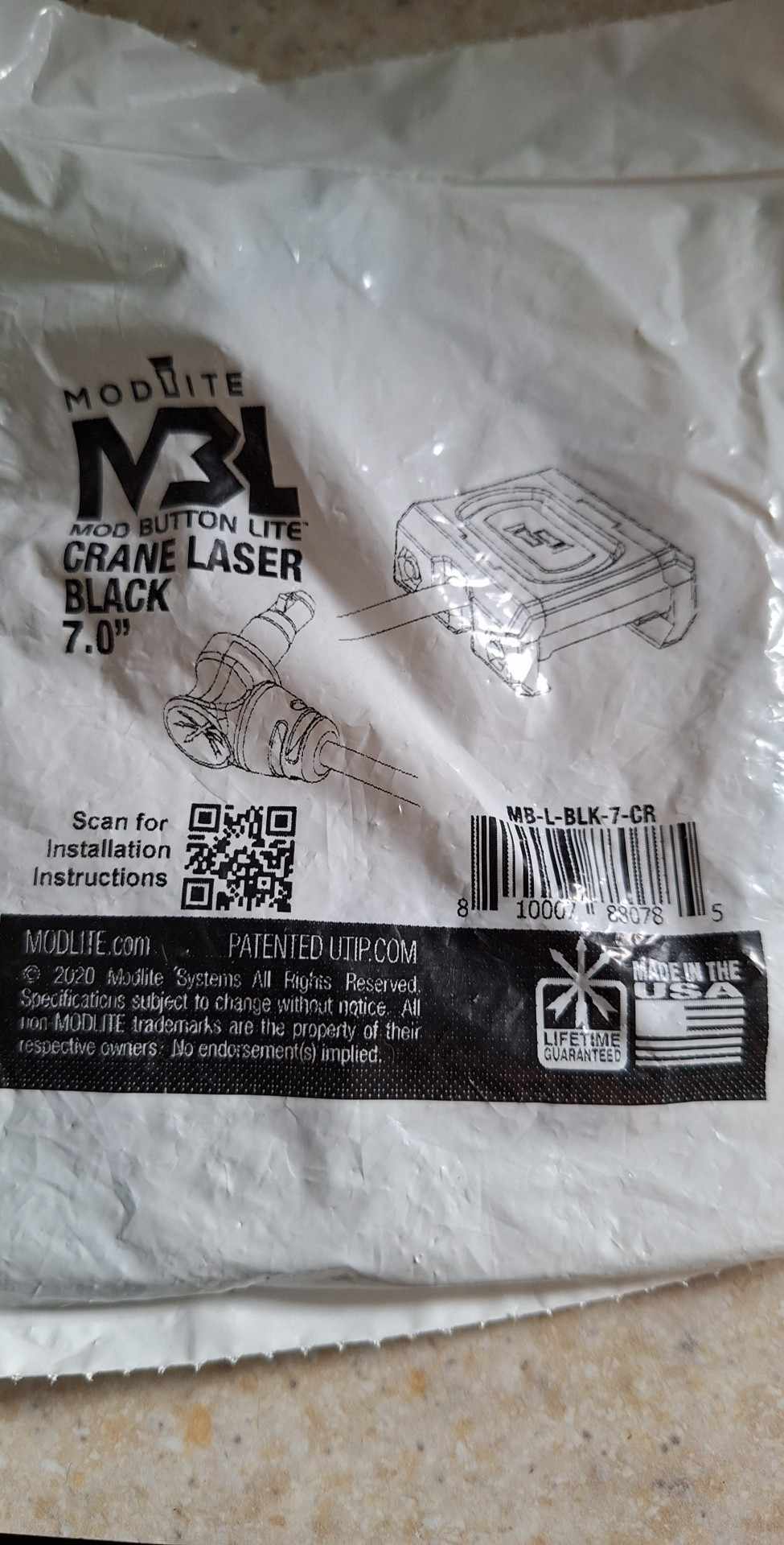 Mod Button Lite crane laser black 7.0"